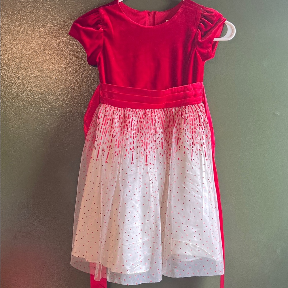 Elegant Red and White Kids Formal Dress